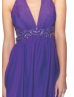 Halter Neck Purple Shirred Chiffon Sparkling Cocktail Dress